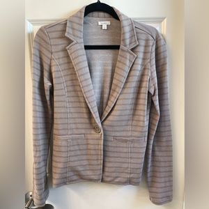 Caslon Nordstrom size small jersey tan stripe blazer